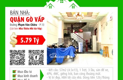 ✅  Cần bán gấp nhà 57m2, 4PN, gần Nhà Thiếu Nhi Gò Vấp - Giá tốt